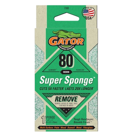 Gator Finishing AlumiNext Sandpaper Remove Super Sponge, 80 Medium Grit 7300